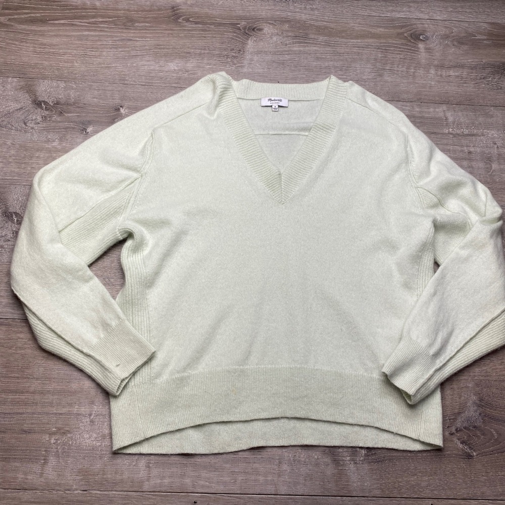 Madewell Cashmere V-Neck Sweater Womens Medium Mint Green Knit Pullover